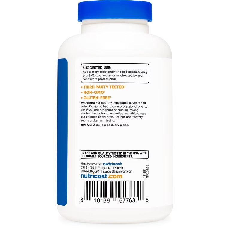 Nutricost Magnesium Lactate 210mg | Supports Muscle & Bone Health | Better Tolerated & Easier on the Stomach | 180 Capsules; Exp 10/2028