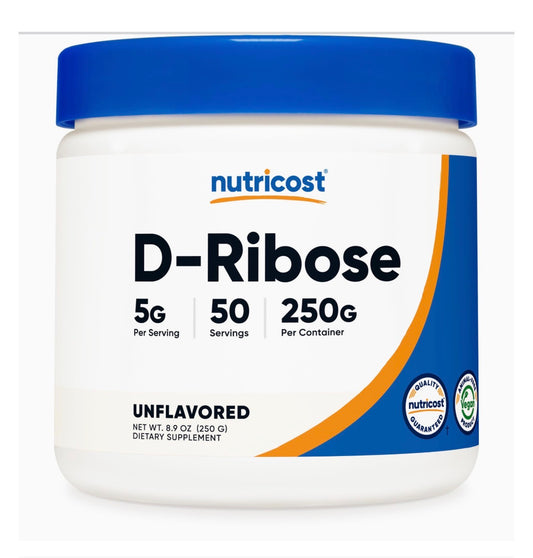 Nutricost's Pure D-Ribose Powder | Supports Energy Production in Your Heart & Muscle | Promotes Muscle Recovery after Exercise | 250g; Exp 03/2028