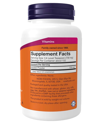 NOW Pure Myo-Inositol Powder | 730mg Myo-Inositol Per Serving | 155 Day Supply | Supports Healthy Membrane Function & Neurotransmitter Signaling | Cellular Health | 4oz/113g; Exp 05/2031