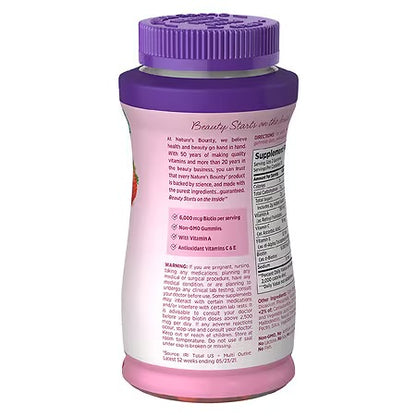 Nature’s Bounty Advanced Hair, Skin & Nails Gummies | 6000 mcg Biotin | 140 Gummies, Exp 08/2026