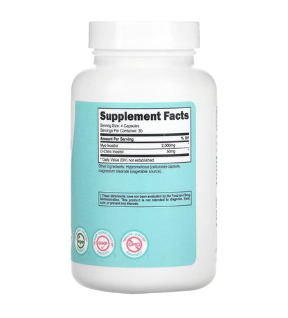 Myo & D-Chiro Inositol for Women 40:1 Ratio | Support Healthy Hormone Levels, Menstrual Cycles & Ovarian Health | 120 Capsules Exp 05/2029