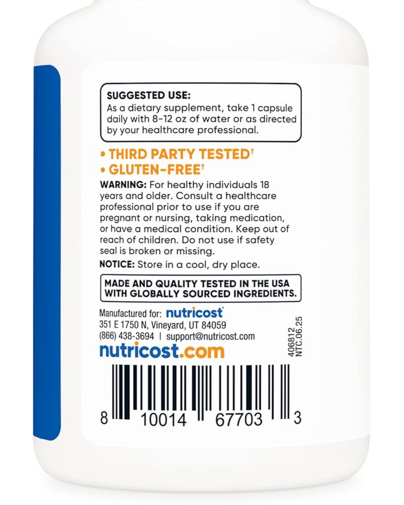 Nutricost Zinc L-Carnosine Complex | Digestive Support | 120 Veggie Capsules; Exp 11/2027