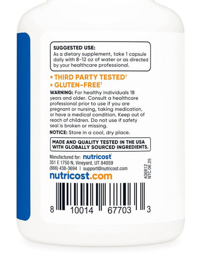 Nutricost Zinc L-Carnosine Complex | Digestive Support | 120 Veggie Capsules; Exp 11/2027