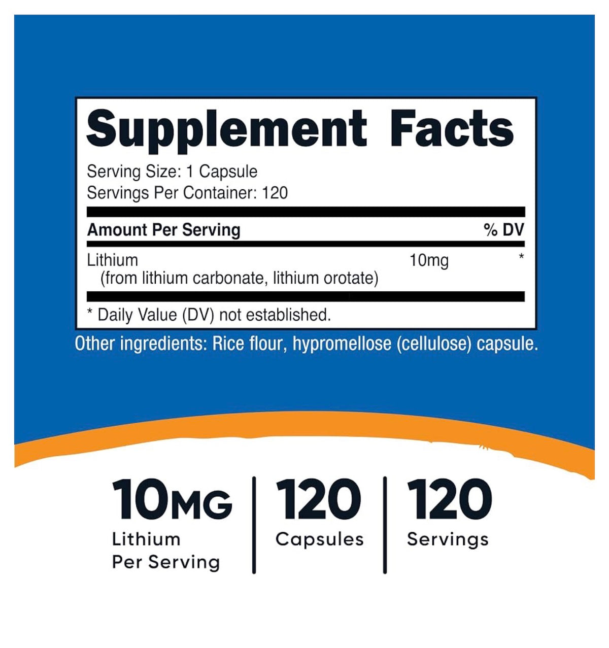 Nutricost Lithium Ororate 10mg | Brain and Nervous System Health | Supports Healthy Mood, Emotional Wellness, Behavior, Memory & Neurotransmitter Activity | 120 Capsules; Exp 09/2028