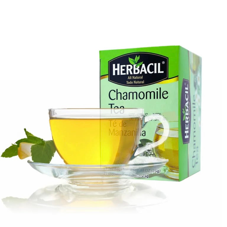 Herbacil Chamomile Tea | Calming Tea for Sleep Time | Caffeine-Free | 25 Tea Bags; Exp 10/2029 ❗️ROUGH PACK 👉🏽Check Last Picture
