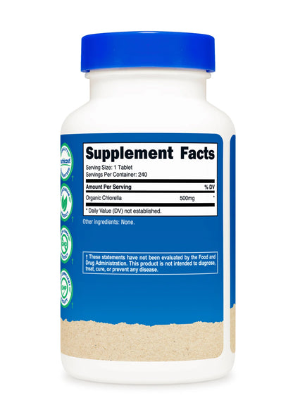 Nutricost Organic Chlorella 500 mg | Chlorophyll Source | Enhances Immunity & Endurance | Improves Cholesterol & Blood Sugar Levels | 240 Tablets; Exp 10/2027