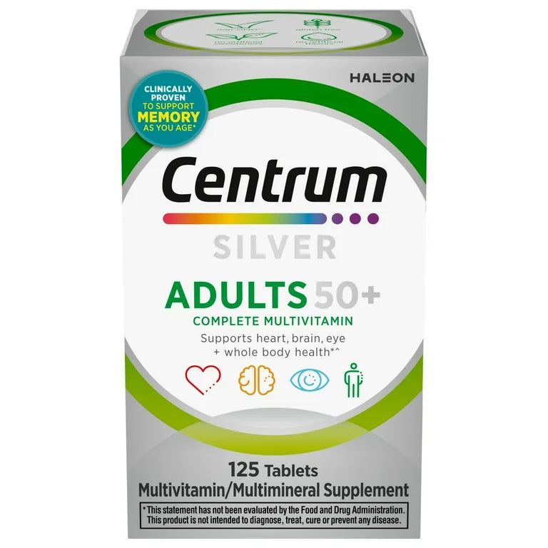 Centrum Silver Adults 50+ | Multivitamin/Multimineral Supplement For Adults over 50 Years | With Lutein, Vitamin C, D & E |  125 Tablets; Exp 06/2027