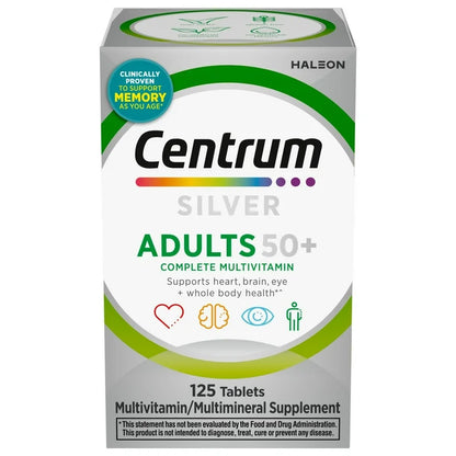 Centrum Silver Adults 50+ | Multivitamin/Multimineral Supplement For Adults over 50 Years | With Lutein, Vitamin C, D & E |  125 Tablets; Exp 06/2027