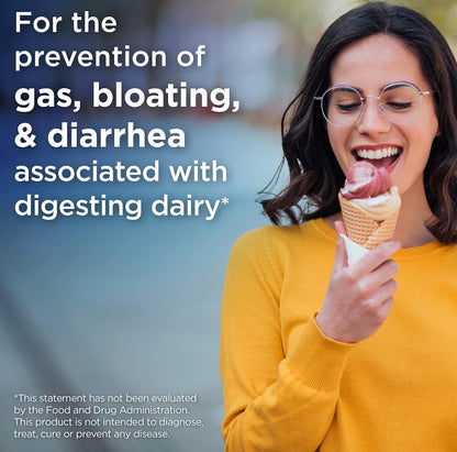 Lactaid Fast Act Lactase Enzymes | For The Prevention of Gas, Bloating, & Diarrhea Associated with Digesting Dairy | Vanilla Flavor ~ 60 Chewable Tablets; Exp 06/2027