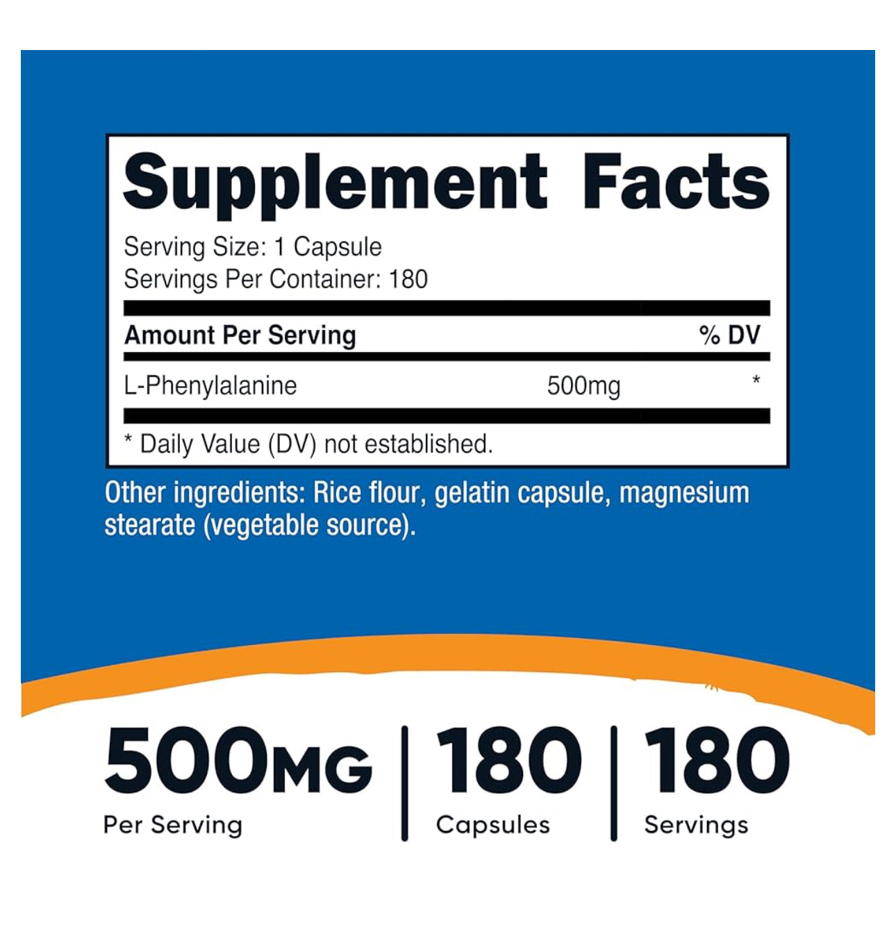 Nutricost L-Phenylalanine | Nervous System Support | Improves Mood & Decreases Stress Levels | Amino Acid | 180 Capsules; Exp 08/2027