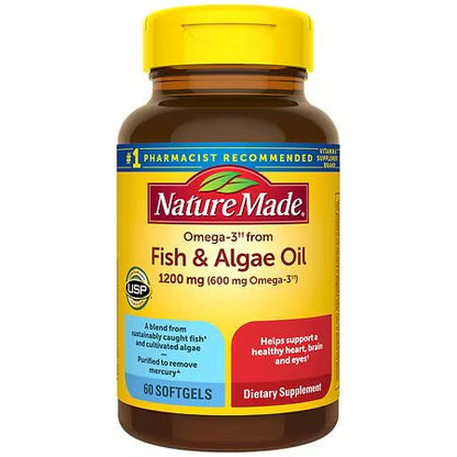 Nature Made Omega-3 Algae & Fish Oil 1200mg, 60 Softgels; Exp 03/2027