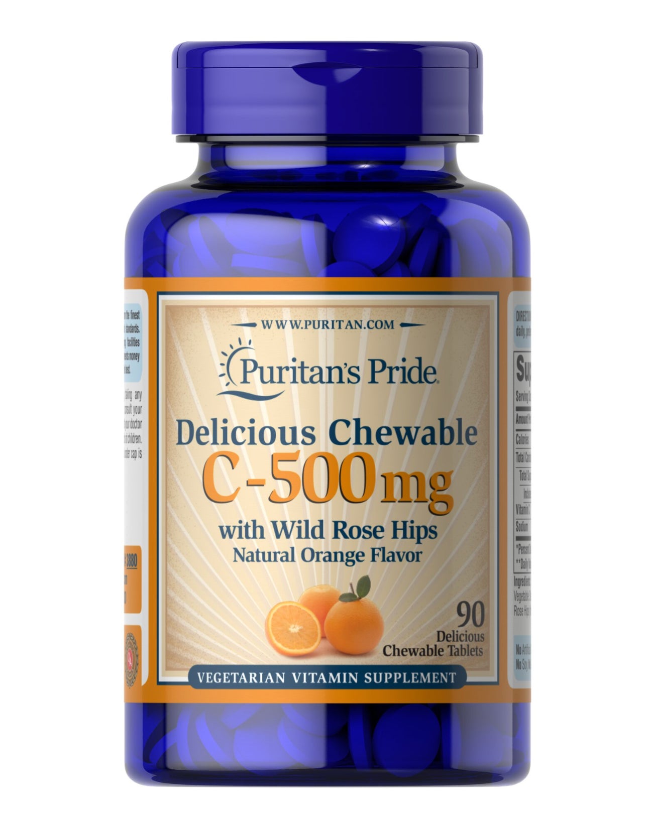 Puritan’s Pride Chewable Vitamin C 500 mg with Rose Hips | Powerful Antioxidant | Boosts Immune Health | 90 Chewable Tablets;  Exp 09/2027