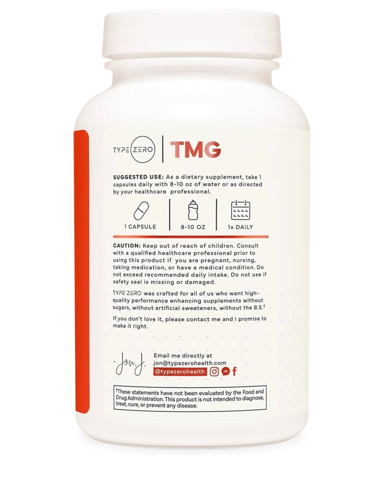 TypeZero TMG Trimethylglycine (Betaine Anhydrous) | Supports Detoxification | Promotes Healthy Liver Function & Normal Homocysteine Levels | 120 Capsules; Exp 03/2027