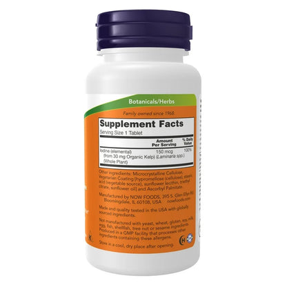 NOW Kelp | 150 mcg of Natural Iodine | Supports Healthy Thyroid Function | Super Green | 200 Tablets;  Exp 09/2028