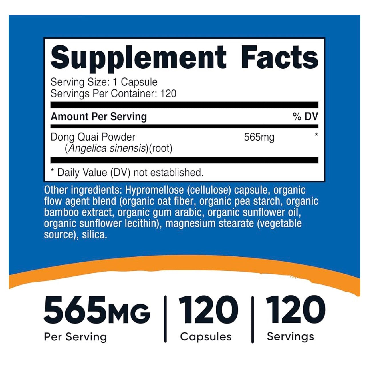 Nutricost Dong Quai 565mg | PMS Support | Promotes Women’s Health | 120 Capsules; Exp 10/2028