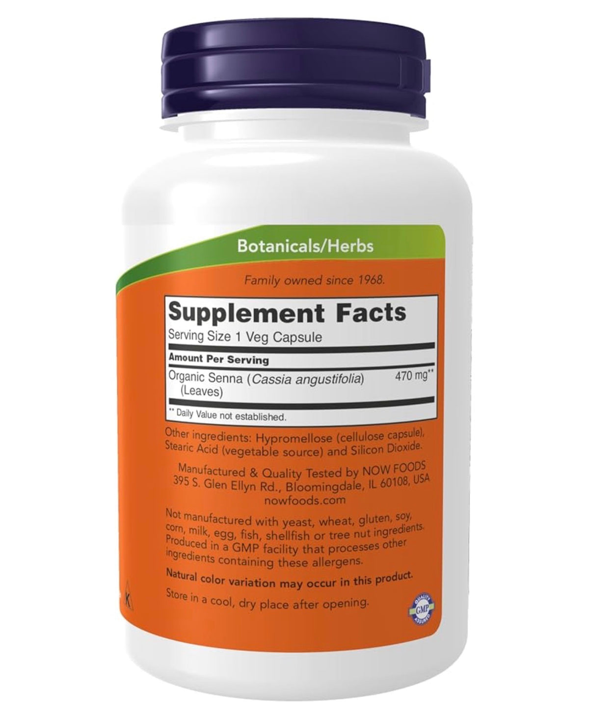 NOW Senna Leaves 470mg | Cassia angustifolia | Herbal Laxative to Support Digestive Regularity | Gentle on Your Stomach | 100 Capsules; Exp 07/2029