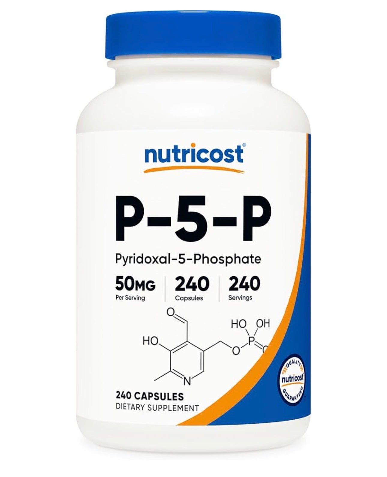 Nutricost 50mg P-5-P (Pyridoxal-5-Phosphate) Coenzymated Vitamin B6 | P5P 50mg Per Capsule | 240 Capsules; Exp 03/2029