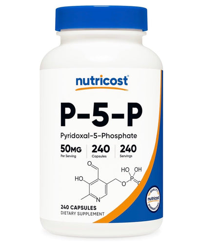 Nutricost 50mg P-5-P (Pyridoxal-5-Phosphate) Coenzymated Vitamin B6 | P5P 50mg Per Capsule | 240 Capsules; Exp 03/2029
