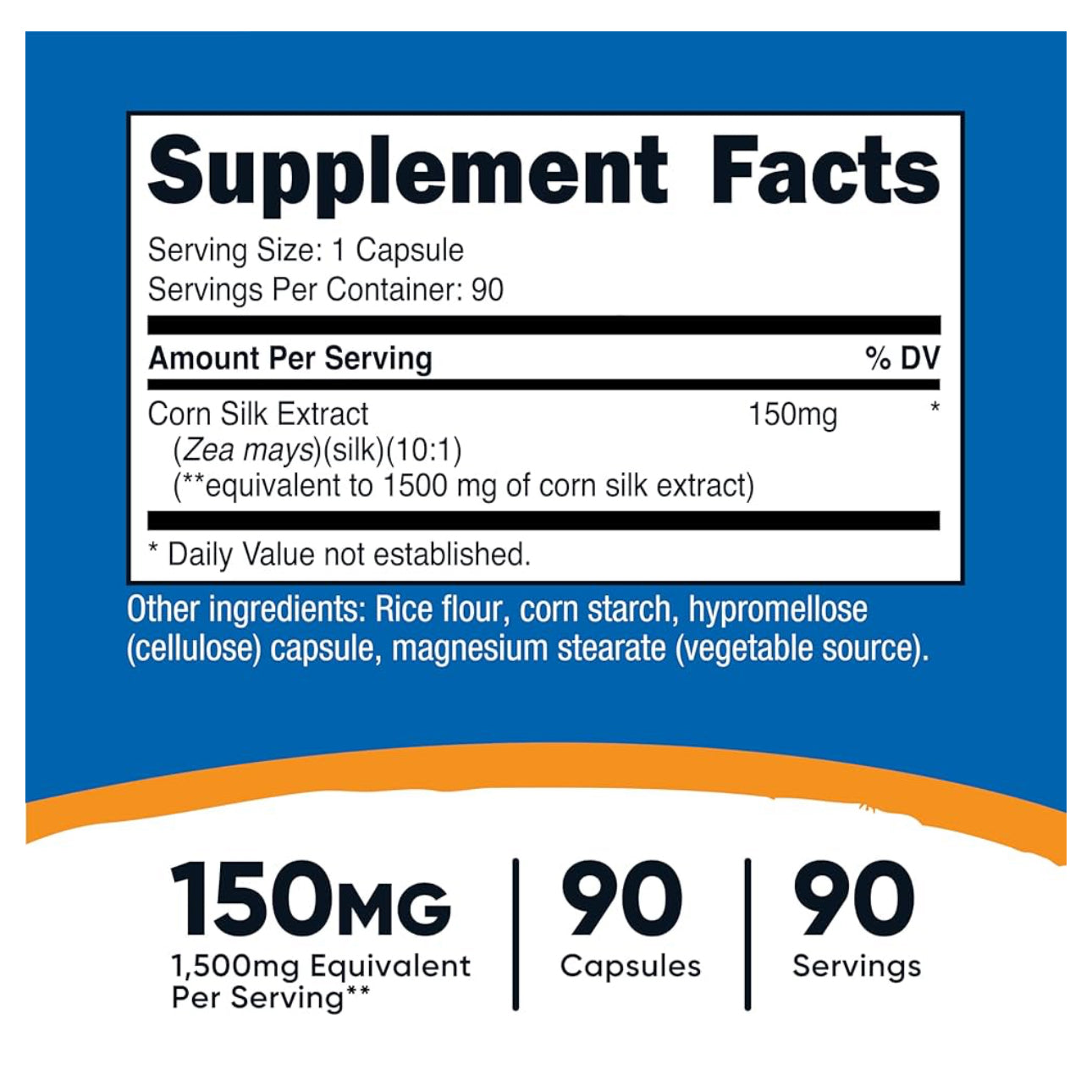 Nutricost Corn Silk Extract 150mg | Diuretic, Anti-Inflammatory & Antioxidant | Soothes Urinary Tract Inflammation | 90 Capsules; Exp 03/2028