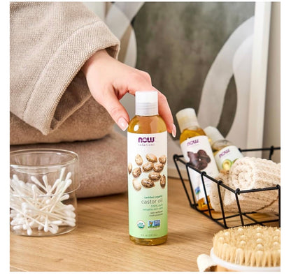 NOW 100% Pure Castor Oil | Versatile Skin Care & Skin Softener | 16oz/473ml; Exp 02/2029