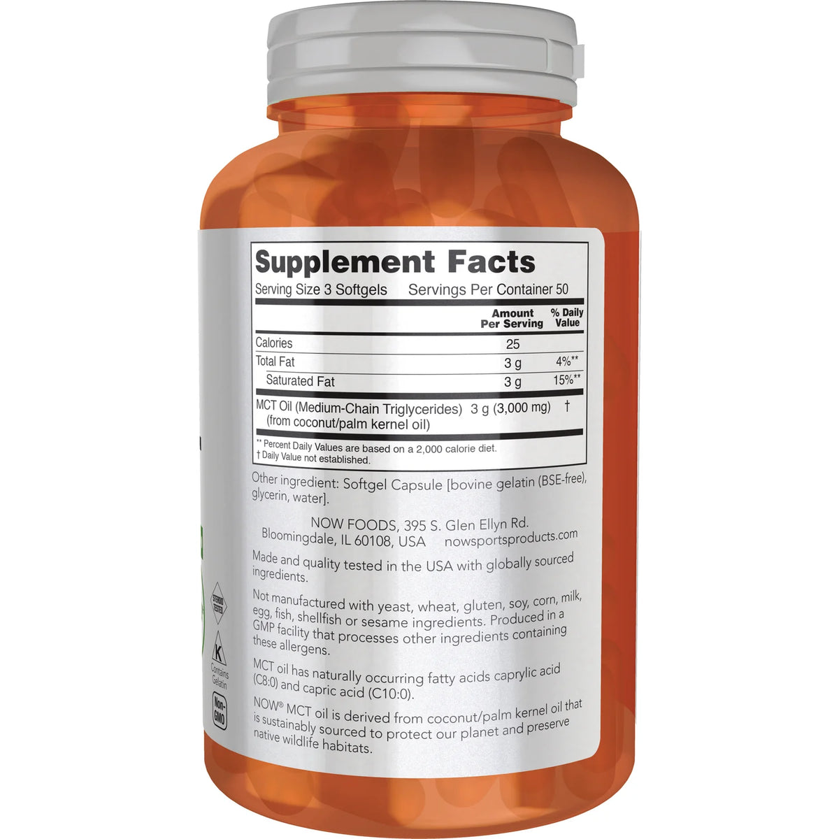 NOW MCT Oil 1000mg (Medium Chain Triglycerides) | Fat Burning | Weight Loss | Keto Friendly | 150 Softgels; Exp 06/2029
