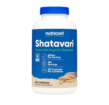 Nutricost Shatavari 600mg | Menopause & Hormone Support | Calms the Emotion & Reduces Irritability | 180 Capsules; Exp 05/2027