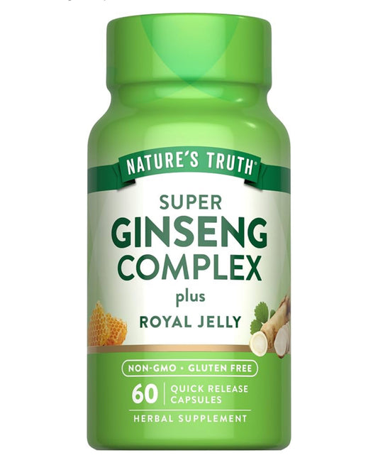 Nature's Truth Super Ginseng Complex | with Royal Jelly | Adaptogenic Blend | Wellness Support | 60 Capsules; Exp 10/2027