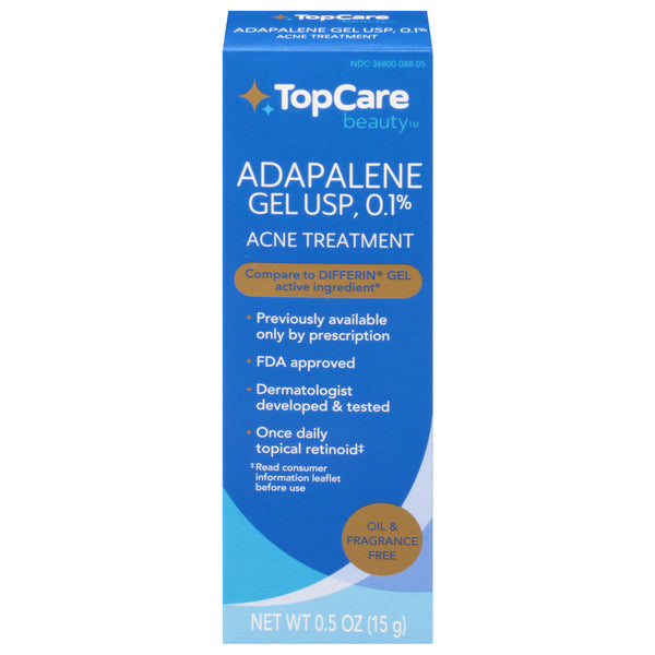 TopCare Adapalene USP 0.1% Acne Treatment Gel | Similar to Differin Adapalene Gel | 0.5oz/15g Exp 07/2025