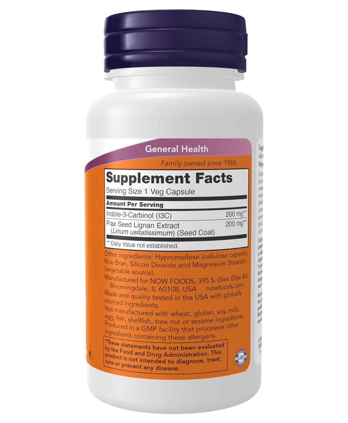 NOW Indole-3-Carbinol 200mg I3C) with Flax Lignan Extract | Detoxification Support | 60 Capsules; Exp 11/2028