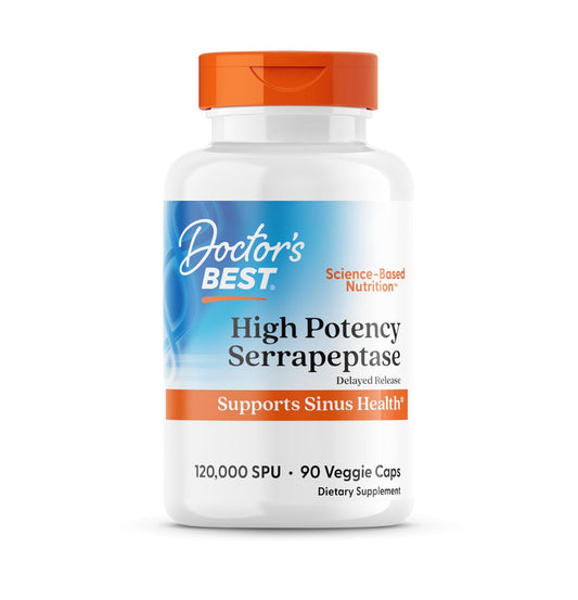Doctor's Best High Potency Serrapeptase 120,000 SPU | 120,000 SPU per Capsule | 90 Capsules; Exp 07/2027 (New look)