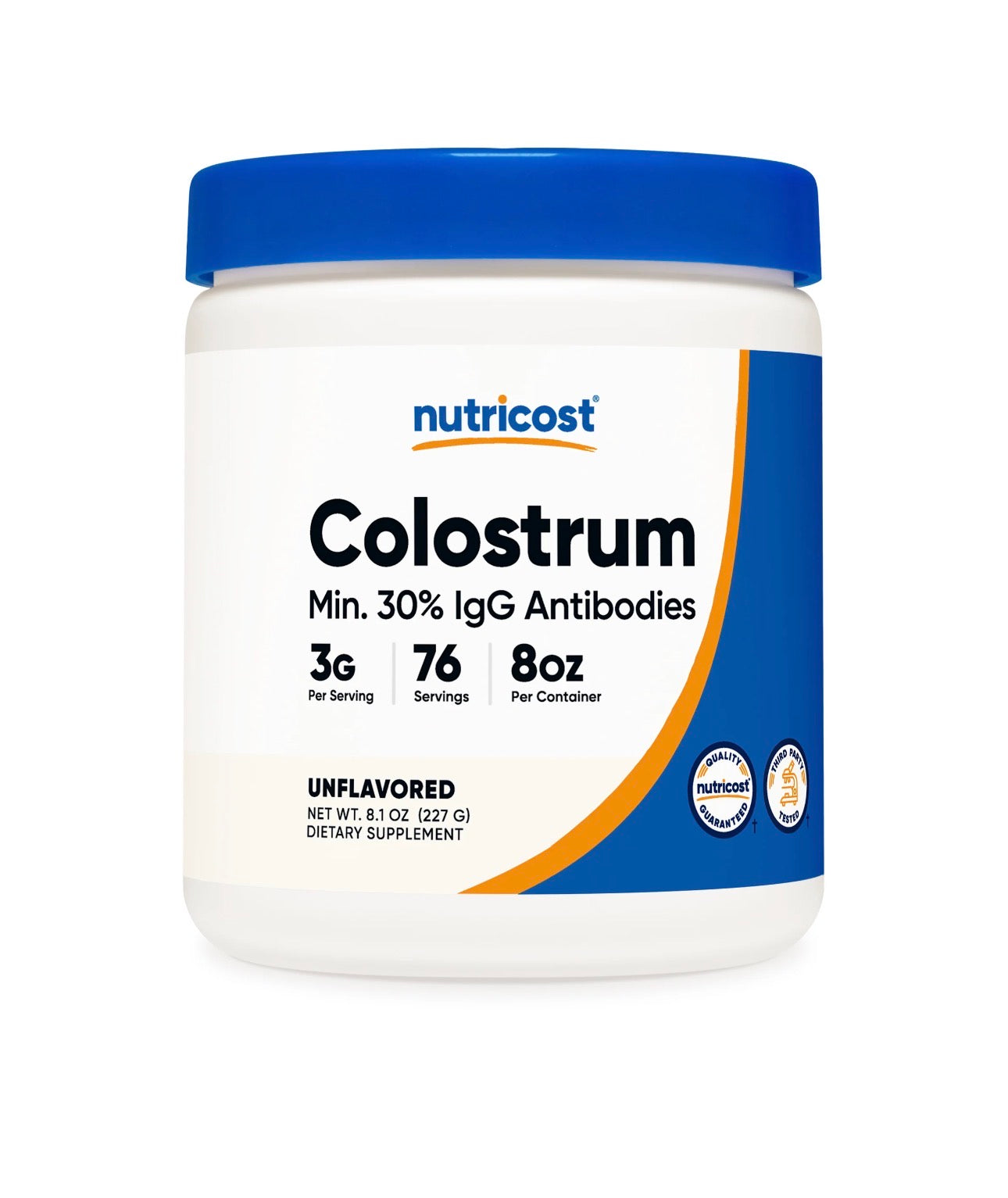 Nutricost Colostrum Powder 8oz | 76 Servings | Lactoferrin & Minimum 30% Immunoglobulins (IgG) |  Bovine Colostrum Similar to Miracle Moo | Unflavored, 227g; Exp 01/2028