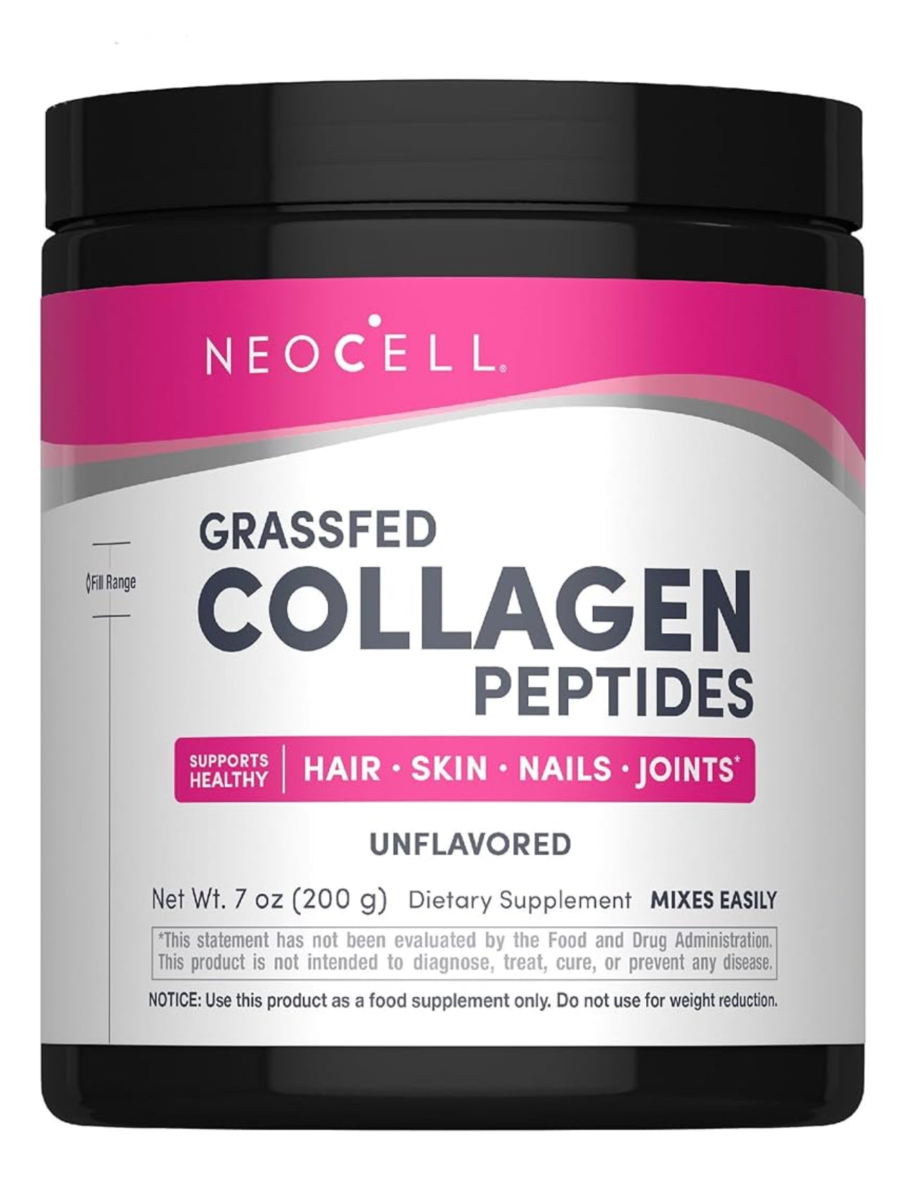 NeoCell Grassfed Collagen Peptides Powder | Formerly NeoCell Super Collagen Peptides | Unflavored ~7oz/200g; Exp 10/2029 (New Look)
