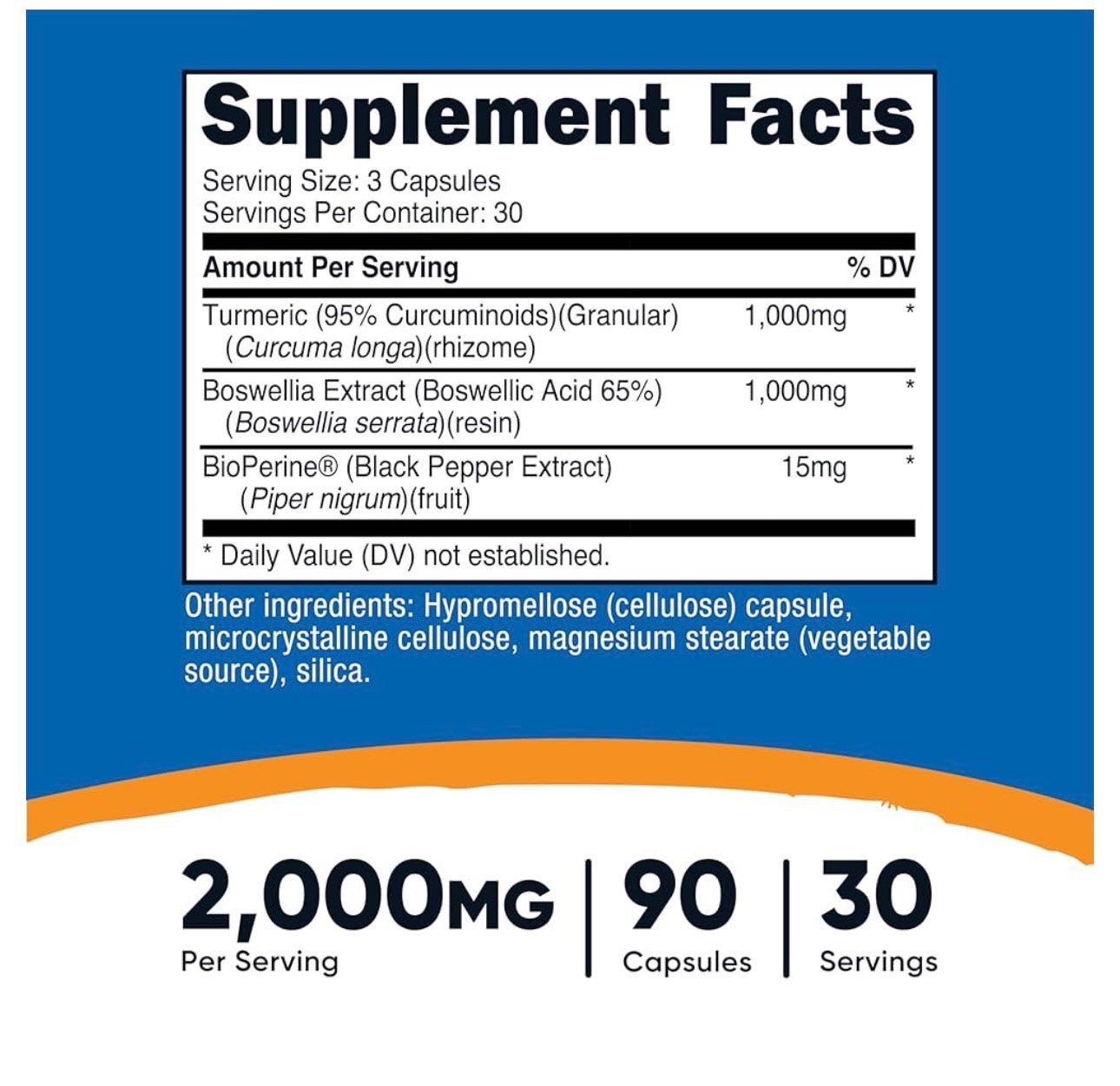 Nutricost Turmeric + Boswellia 2000mg with BioPerine 15mg | 95% Curcuminoids | Supports Joint Health & Mobility | Anti-inflammatory | 90 Capsules; Exp 04/2028