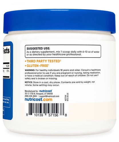 Nutricost Pure Magnesium Glycinate Powder 210mg | 135 Day Supply | Improves Sleep & Relaxation | Supports Bone, Muscle, Heart, & Nerve Health | 8.9oz/250g; Exp 04/2029