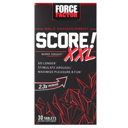 Force Factor Score! XXL Nitric Oxide Booster for Men | L-Citrulline, Horny Goat Weed, Black Maca, & Tribulus Terrestris | Increases Stamina, Energy & Physical Performance | 30 Tablets; Exp 01/2028