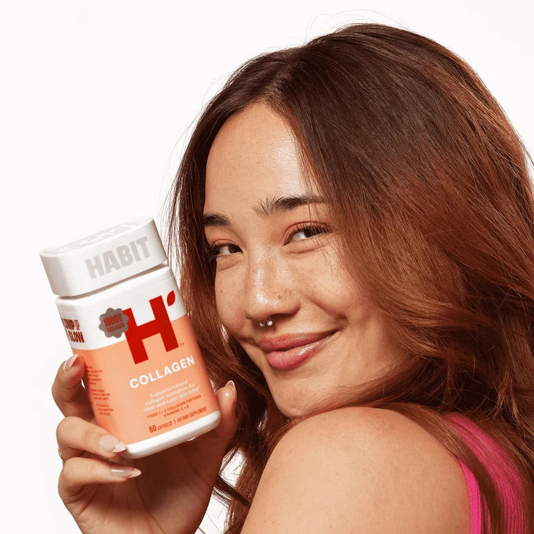 HABIT Collagen | Types 1 & 3 Collagen Peptides, Vitamin C & E | For Clear and Even Skin Tone | 60 Capsules; Exp 04/2027