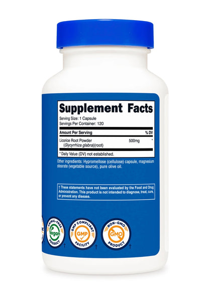 Nutricost Licorice Root 500mg | Supports the Liver & Respiratory System | Help Cleanse the Colon | 120 Capsules; Exp❗️ UNCLEAR 08/2027 👉🏽Check Last Picture