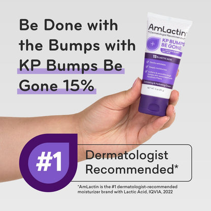 AmLactin KP Bumps Be Gone | Keratosis Pilaris Moisturizing Cream with 15% Lactic Acid | Exfoliator and Moisturizer for Dry, Rough and Bumpy Skin | 3oz/85g