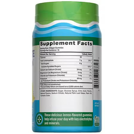 Nature's Truth Electrolyte Hydration Gummies | Hydration Support | Calcium, Magnesium, Potassium | Delicious Lemon Flavor 48 Gummies Exp 12/2025