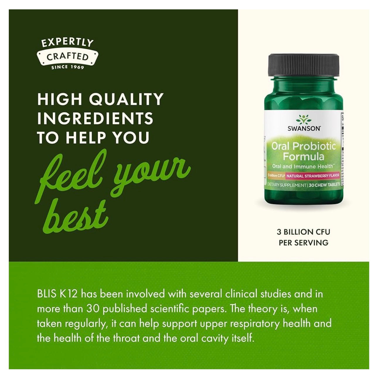 Swanson Oral Probiotic Formula with BLIS K12 | With S. salivarius, L. acidophilus, L. plantarum, L. reuteri, L. paracasei Strains | Support for Oral Cavity & Throat | Natural Strawberry Flavor ~ 30 Chewable Tablets; Exp❗️ UNCLEAR 08/2027 👉🏽Check last pi
