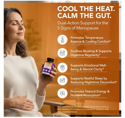 Intimate Rose Menopause Synbiotic with Black Cohosh, Dong Quai, Rhubarb Root, Prebiotic & Probiotic 20 Billion CFU | Complete Menopause Support | Helps Ease Hot Flashes, Night Sweats, Restful Sleep | 60 Capsules; Exp❗️ UNCLEAR 10/2027 👉🏽Check last pic