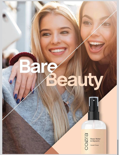 Coera Rose Water & Glycerin Spray for Face  | Facial Toner | Hydrating & Moisturizing for Skin and Hair | Free of Parabens, SLS & Preservatives | 237ml
