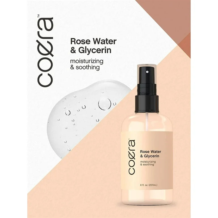 Coera Rose Water & Glycerin Spray for Face  | Facial Toner | Hydrating & Moisturizing for Skin and Hair | Free of Parabens, SLS & Preservatives | 237ml