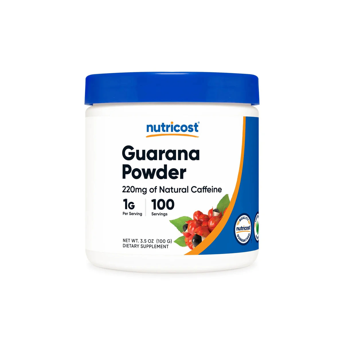 Nutricost Pure Guarana Extract Powder 1000mg | 220mg of Natural Caffeine per Serving | Natural Brazilian Herbal Caffeine/Energizer | 3.6oz/100g; Exp 05/2028