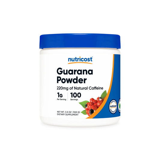 Nutricost Pure Guarana Extract Powder 1000mg | 220mg of Natural Caffeine per Serving | Natural Brazilian Herbal Caffeine/Energizer | 3.6oz/100g; Exp 05/2028