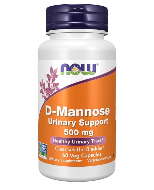 Now D-Mannose 500 mg | Promotes Healthy Urinary Tract | Cleanses & Maintains a Healthy Bladder Lining | 60 Capsules; Exp 12/2029