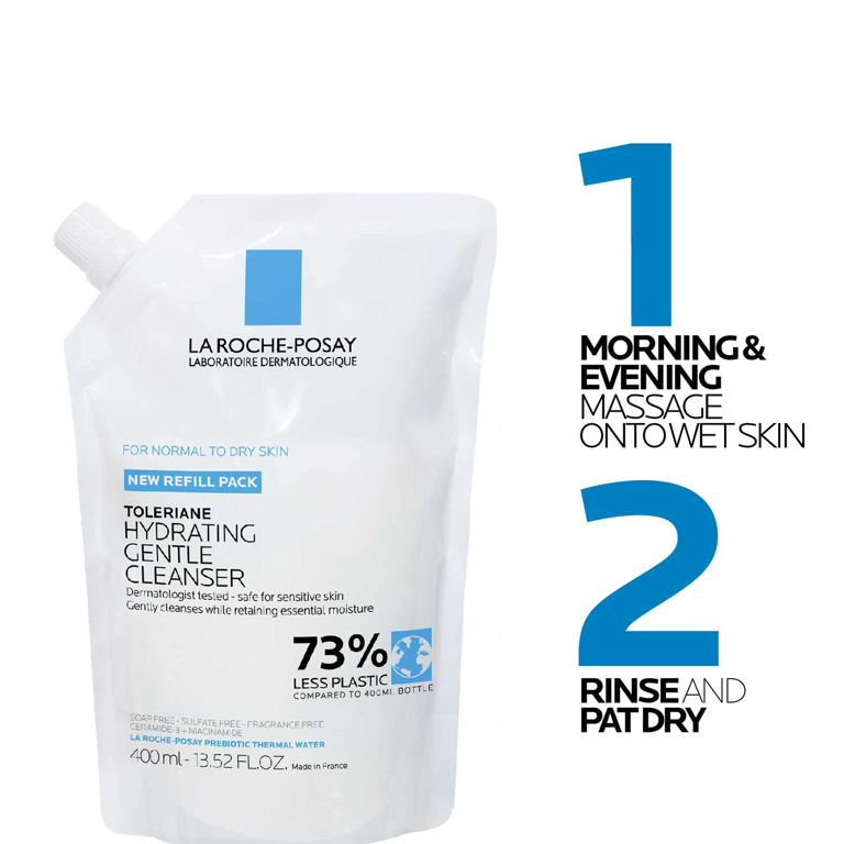 La Roche-Posay Toleriane Hydrating Gentle Facial Cleanser; 13.52fl.oz/400ml Refill Pack; Exp 01/2029