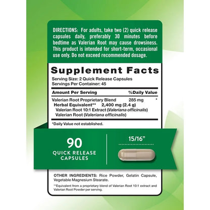 Nature's Truth Valerian Root 2400 mg | Traditionally Used to Support Relaxation and Calmness | 90 Capsules; Exp 05/2027