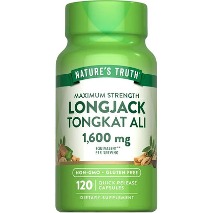 Nature’s Truth Maximum Strength Long Jack Tongkat Ali 1600 mg (per serving) | Concentrated Extract | 120 Quick Release Capsules; Exp 10/2027