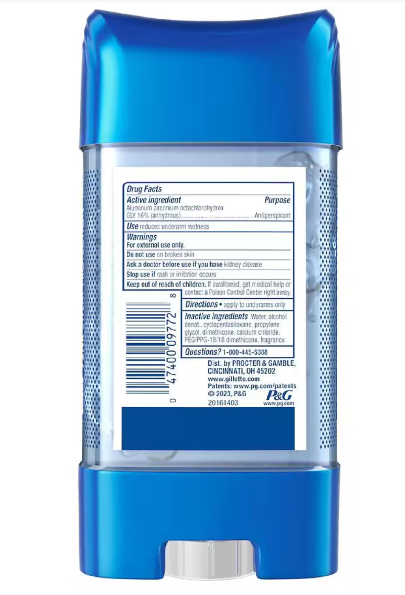 Gillette Cool Wave Clear Gel Men's Antiperspirant and Deodorant 3.8 oz; Exp 06/2027